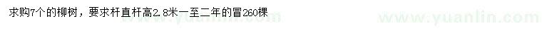 求購7公分柳樹