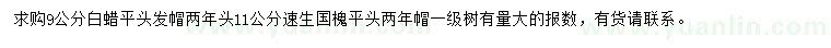 求購9公分白蠟、11公分速生國槐