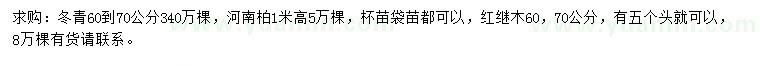 求購(gòu)冬青、河南柏、紅繼木