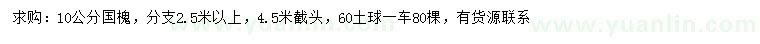 求購10公分國槐