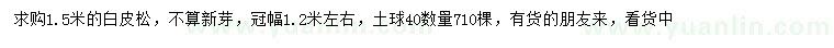 求購1.5米白皮松