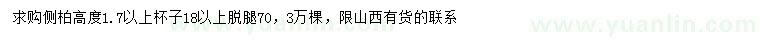 求購(gòu)高1.7米側(cè)柏