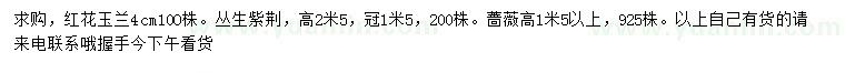 求購紅花玉蘭、叢生紫荊、薔薇