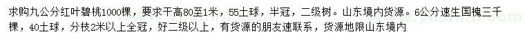 求購(gòu)9公分紅葉碧桃