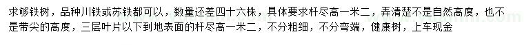 求購(gòu)高1.2米川鐵、蘇鐵