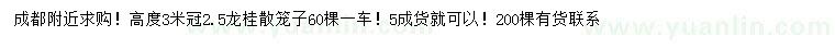 求購冠幅2.5米龍桂