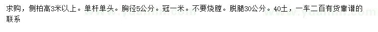 求購胸徑5公分側(cè)柏