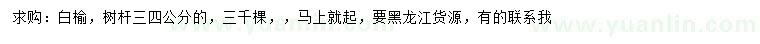 求購3、4公分白榆