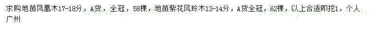 求購(gòu)17-18公分鳳凰木、13-14公分紫花風(fēng)玲木