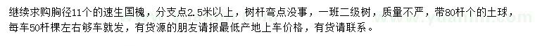 求購胸徑11公分速生國槐