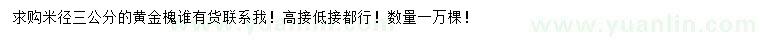 求購(gòu)米徑3公分黃金槐