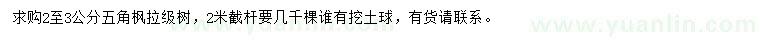 求購(gòu)2-3公分五角楓
