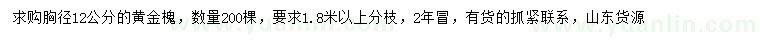 求購胸徑12公分黃金槐