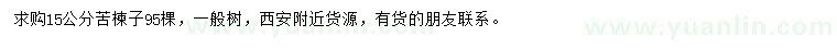 求購15公分苦楝子