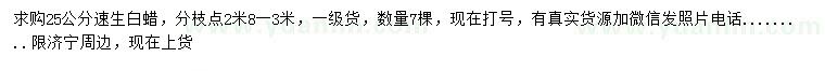 求購25公分速生白蠟