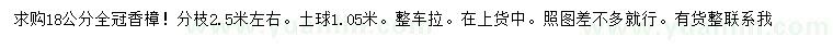 求購18公分香樟