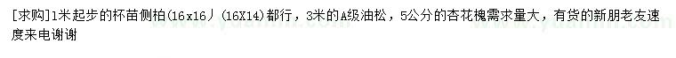 求購側(cè)柏、油松、杏花槐