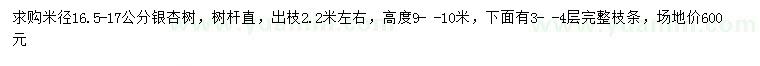 求購米徑16.5-17公分銀杏樹