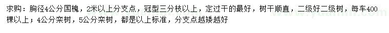 求購胸徑4公分國槐、4、5公分欒樹