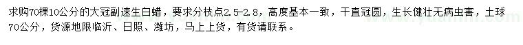 求購10公分速生白蠟