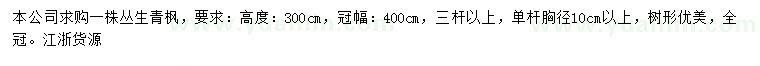求購(gòu)冠幅400公分叢生青楓