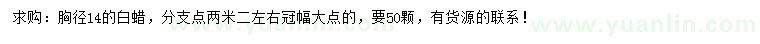 求購胸徑14公分白蠟