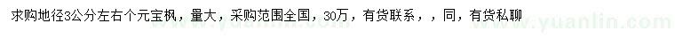 求購(gòu)地徑3公分元寶楓