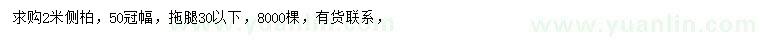 求購2米側(cè)柏