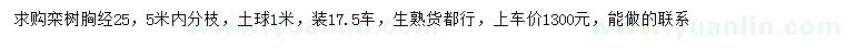 求購胸徑25公分欒樹