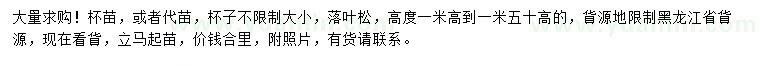 求購高1-1.5米落葉松