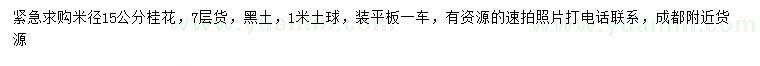 求購米徑15公分桂花