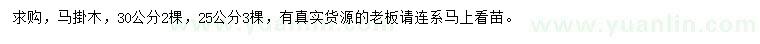 求購(gòu)25、30公分馬掛木