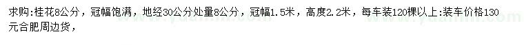 求購(gòu)30公分處量8公分桂花