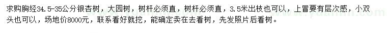 求購(gòu)胸徑34.5-35公分銀杏
