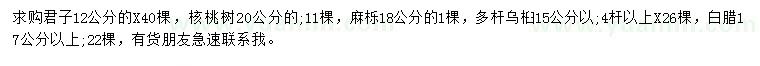 求購核桃樹、麻櫟、烏桕等