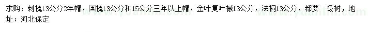 求購(gòu)刺槐、國(guó)槐、金葉復(fù)葉槭等
