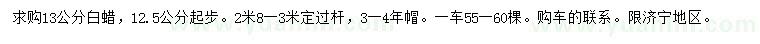 求購(gòu)12.5公分起步13公分白蠟
