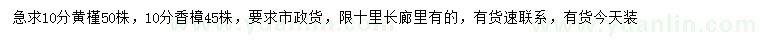 求購10公分黃槿、香樟