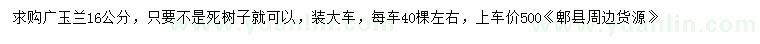 求購(gòu)16公分廣玉蘭