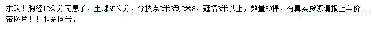 求購(gòu)胸徑12公分無(wú)患子