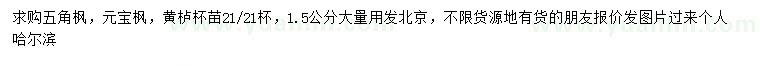求購(gòu)五角楓、元寶楓、黃櫨
