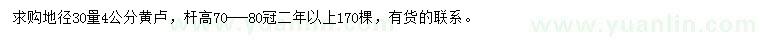 求購(gòu)30公分量4公分黃盧