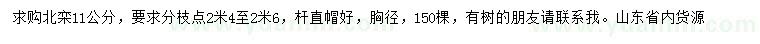 求購(gòu)胸徑11公分北欒