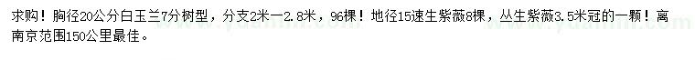 求購(gòu)白玉蘭、速生紫薇、叢生紫薇