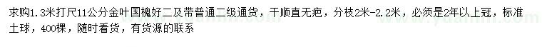 求購(gòu)1.3米打尺11公分金葉國(guó)槐