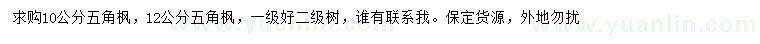 求購10、12公分五角楓