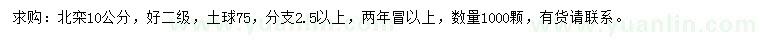 求購10公分北欒