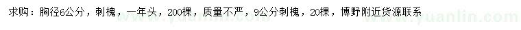 求購胸徑6、9公分刺槐