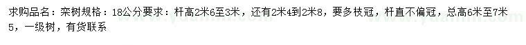 求購18公分欒樹