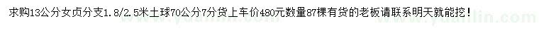求購(gòu)13公分女貞